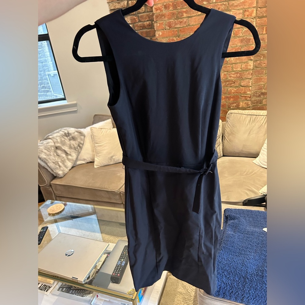 Theory Vaille B Navy Sleeveless Belted Dress